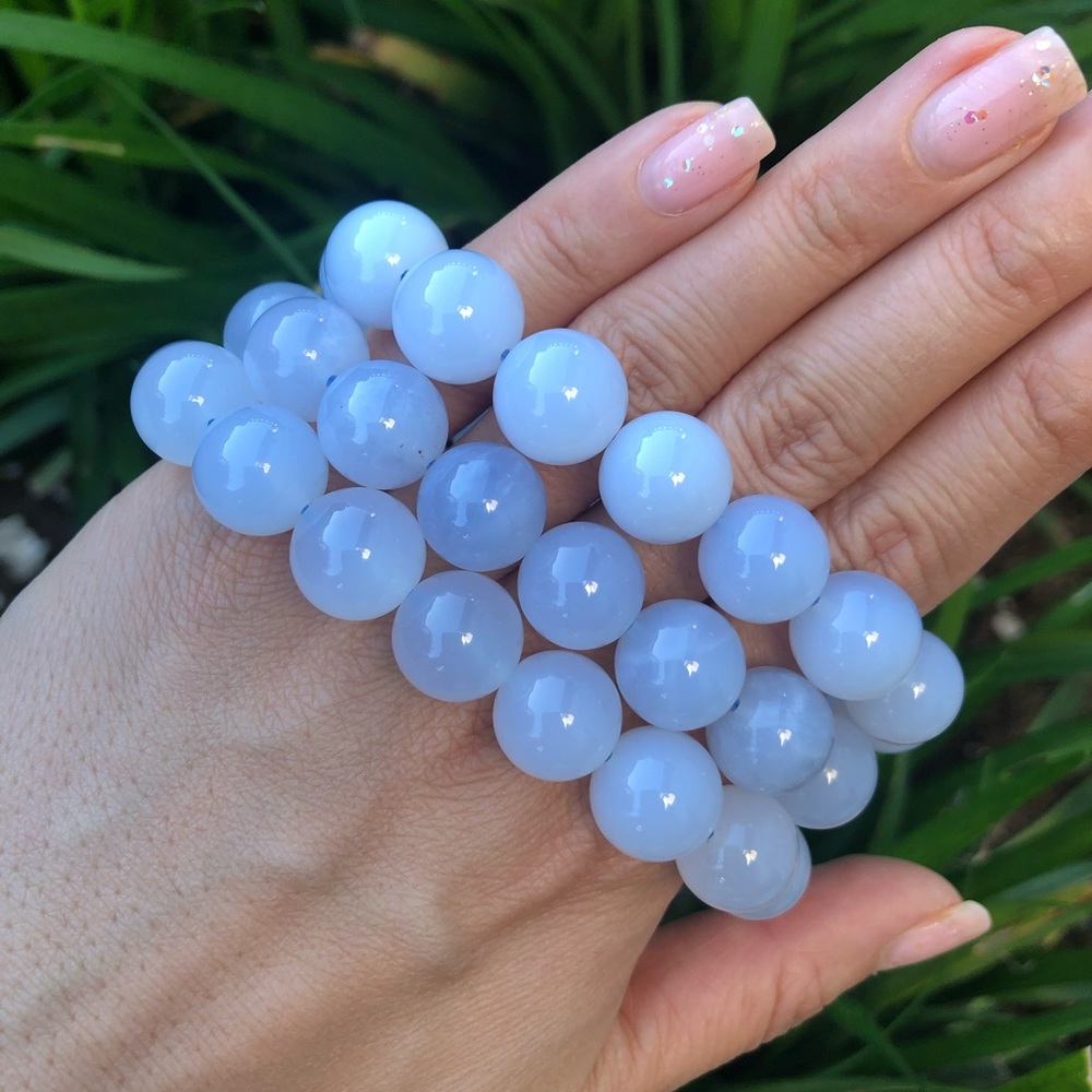 Blue Chalcedony Crystal One Size Fits All Bracelet